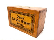 Antique Wooden Church Parochial Mission Box Collection / Offering Box c.1900.