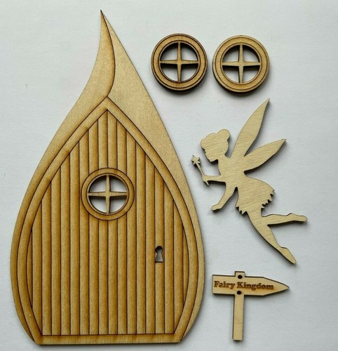 Wooden leaf fairy door with - 'leaf',