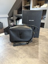 Saint Laurent YSL Lambskin Monogram Lou Camera Bag in Black with tassels