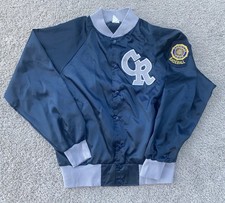 VTG American Legion Baseball Varsity Jacket Satin Size Large Blue Lightweight