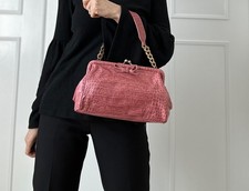 New WO Tags pink Leather Snake print bag with dust bag
