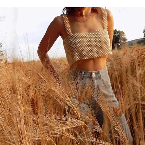 Pearl beaded crop - pearl,