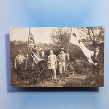 Heath Hayes Cannock Postcard C1920 Real Photo Scouts Scouting Flag Dogs Stafford