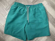 MARKS & SPENCER - MENS GREEN LINED QUICK DRY PLAIN SWIM SHORTS - SIZE: SMALL