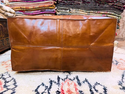 Leather goat pouffe - leather, moroccan
