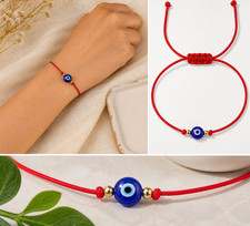 Red cord evil eye - red, bead