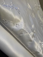 Embroidered and Plain White "Duchess" Satin Set  (Material/Fabric only)