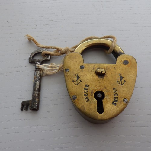 Brass antique padlock - antique,