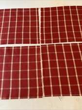 Red And Cream Checked Soft Fabric 4 Pieces At 45cm W X 34cm Drop Remnant Fabric