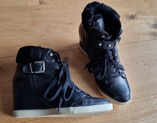 Moda in Pelle Wedge Sneakers Shoes Black Leather 6