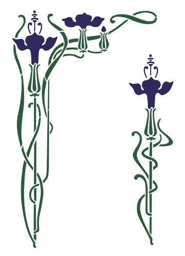 Art nouveau corner stencil - art,