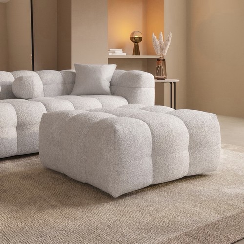Cream footstool ottoman pouffe - cream,