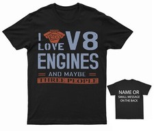 V8 Engine Enthusiast T-Shirt Graphic Tee for Car Lovers Adult Unisex