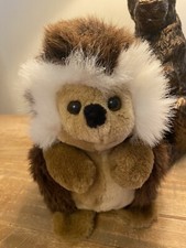 Vintage Brown & White Hedgehog Soft Toy 10” Plush Excellent Condition No Label 