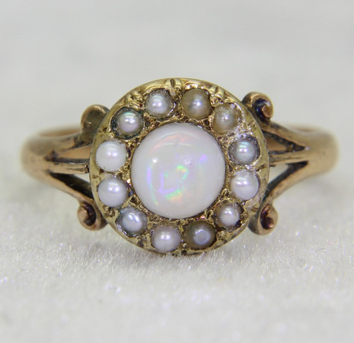 Antique opal and pearl - antique, cluster