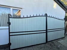 Drive Gates Galvanised Steel Hardwood Panels Large. Heavy Duty Garden Gates