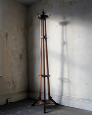 Antique early 20th century edwardian oak coat and hat stand, art and crafts