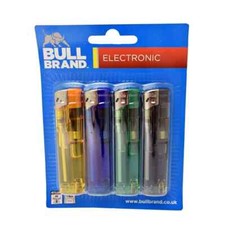 4x BULL BRAND Electronic ULTRA SLIM SEE THROW  Design Set Refillable Gas LIGHTER