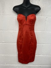 Lipsy London Michelle Keegan Red Satin Strapless Bodycon Dress UK10 PD 2005348
