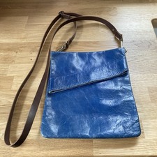 Owen Barry Small Crossbody Messenger Bag In Blue Leather