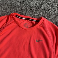 Nike Men’s Miler Dri-Fit T Shirt Pink Orange Size UK S Small
