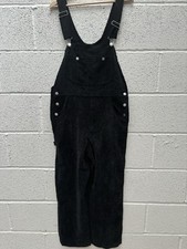 Vintage Wego Women's Black Cord Dungarees  - Size Medium