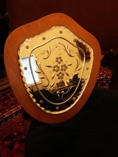 Pretty small Vintage Art Deco Wall Mirror Beautiful Etched Glass bevelled