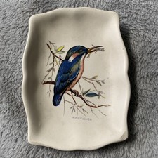 Vintage antique Axe Vale Pottery Devon Trinket Dish kingfisher
