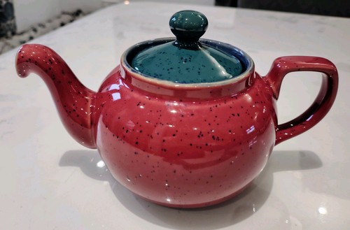 Denby harlequin red teapot - denby,