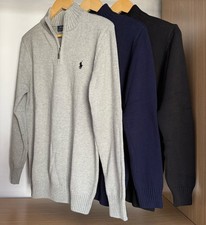 Men's RALPH LAUREN Sweater Knitted Long Sleeve Quarter Zip Jumper