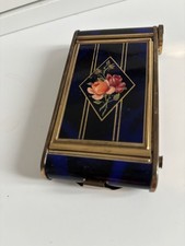 Vintage Compact And Manicure Set With Lipstick Holder Blue Floral