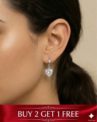Heart crystal drop hoop - heart,