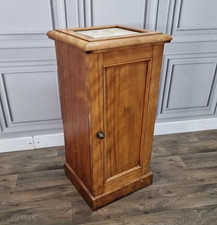 Antique Marble Top Pot Cupboard Nightstand Bedside Cabinet - Victorian Edwardian