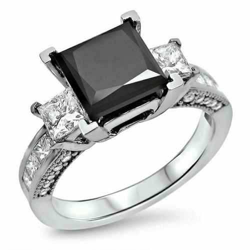3ct princess cut black diamond - princess,