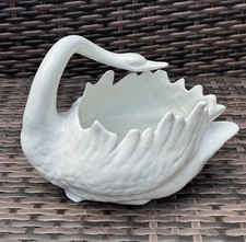 Vintage White Ceramic Swan Planter Flower Pot , large 