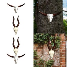 Faux Animal Skull Wall Sculpture Collectible Ornament Rustic Animal Head Wall