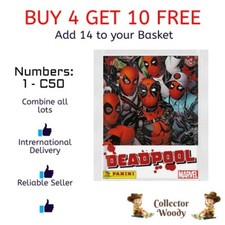 Deadpool MARVEL Sticker & Card Collection - PANINI - #1 - #F23 / Cards 1 - 50