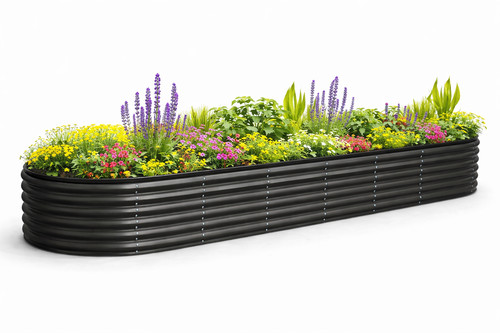 Galvanised steel raised garden - galvanised,