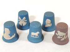 Wedgwood Jasperware Thimbles Collection Blue and Pink 1982 Bells Paulus II Josia