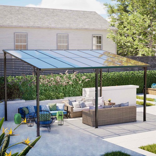 3x4m wall mounted pergola lean - wall,