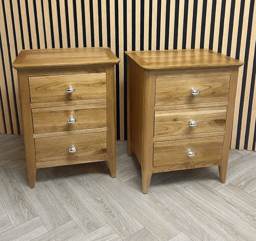 Oak drawer bedside tables - bedside,