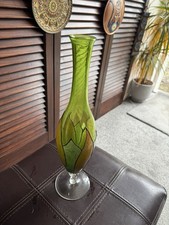 Green Art Glass Footed Bud