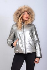 Women silver leather down - leather,