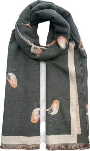 Robin bird print scarf - print,