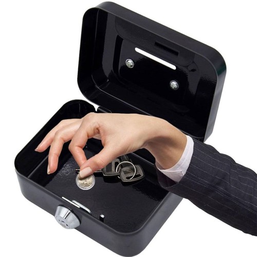 Metal lockable coin bank with - coin,