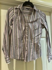 T.M.Lewin Ladies Fitted Striped Dark Blue,Purple,Pink &Grey Cotton Shirt Size 12