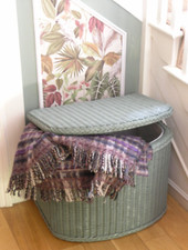 d shape wicker laundry basket ... linen bin / toy chest / blanket box