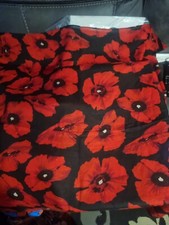 Scarf Ladies Floral Poppy Women Silk Feel Remembrance Design Autumn Shawl