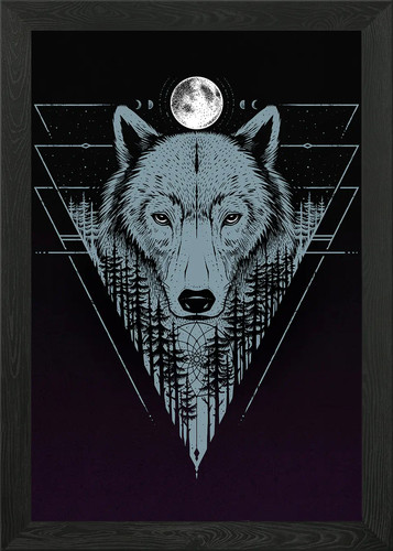 Wild wolf framed - wolf, wall