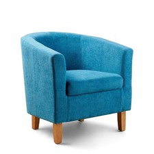 Home Source Tub Accent Chair - Fabric Armchair with Wooden Legs - Upholstered Si